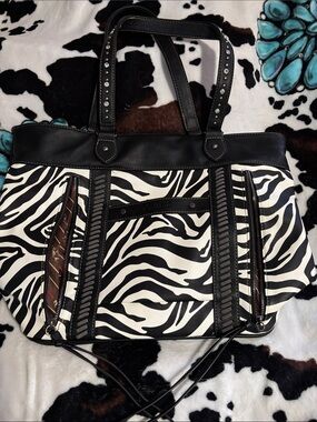 Montana West Black and White Zebra Print Shoulder Bag